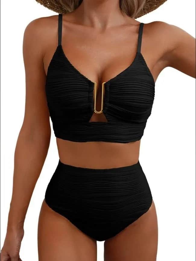 V-Neck Ruched One Piece Swimsuit