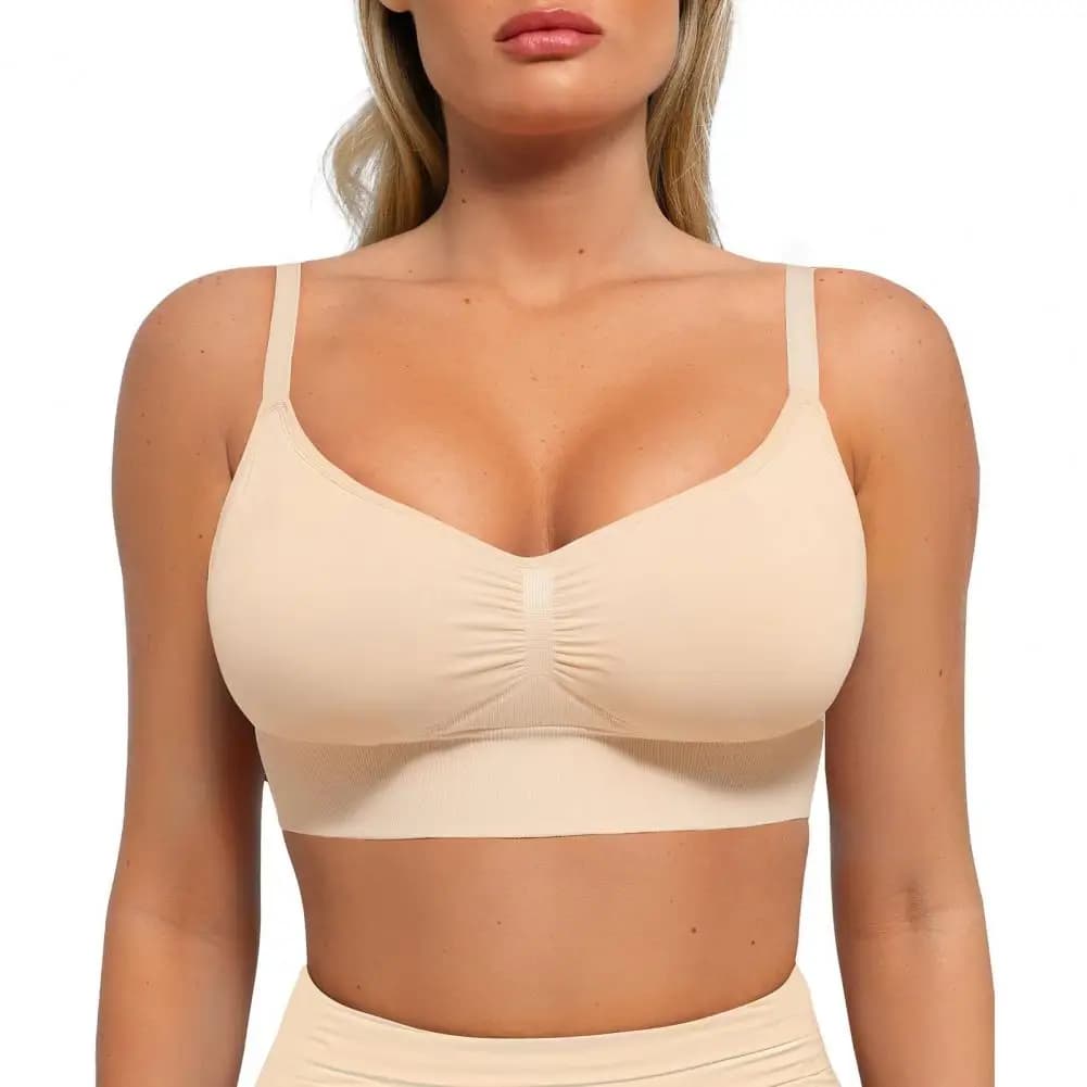 Wireless Full Coverage Seamless Sports Bra with Removable Pads