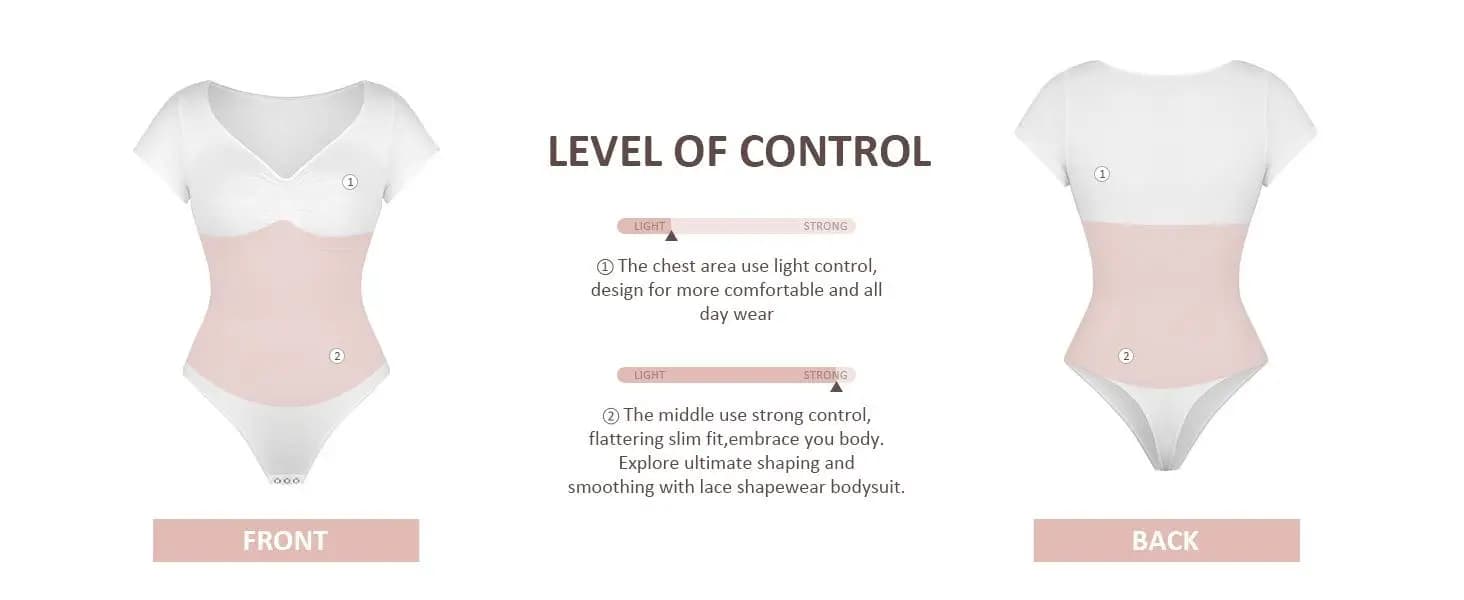 Short Sleeve V Neck Postpartum/Tummy Control - Hip Lifting Shapewear Bodysuit