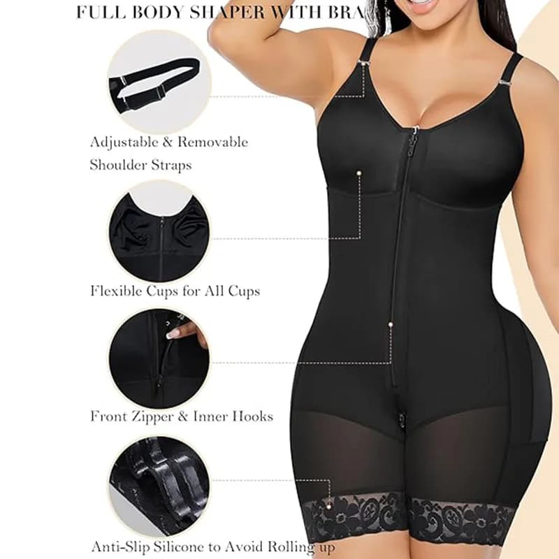 Ultra Sculpting Full Body Shaper with Front Zipper Closure