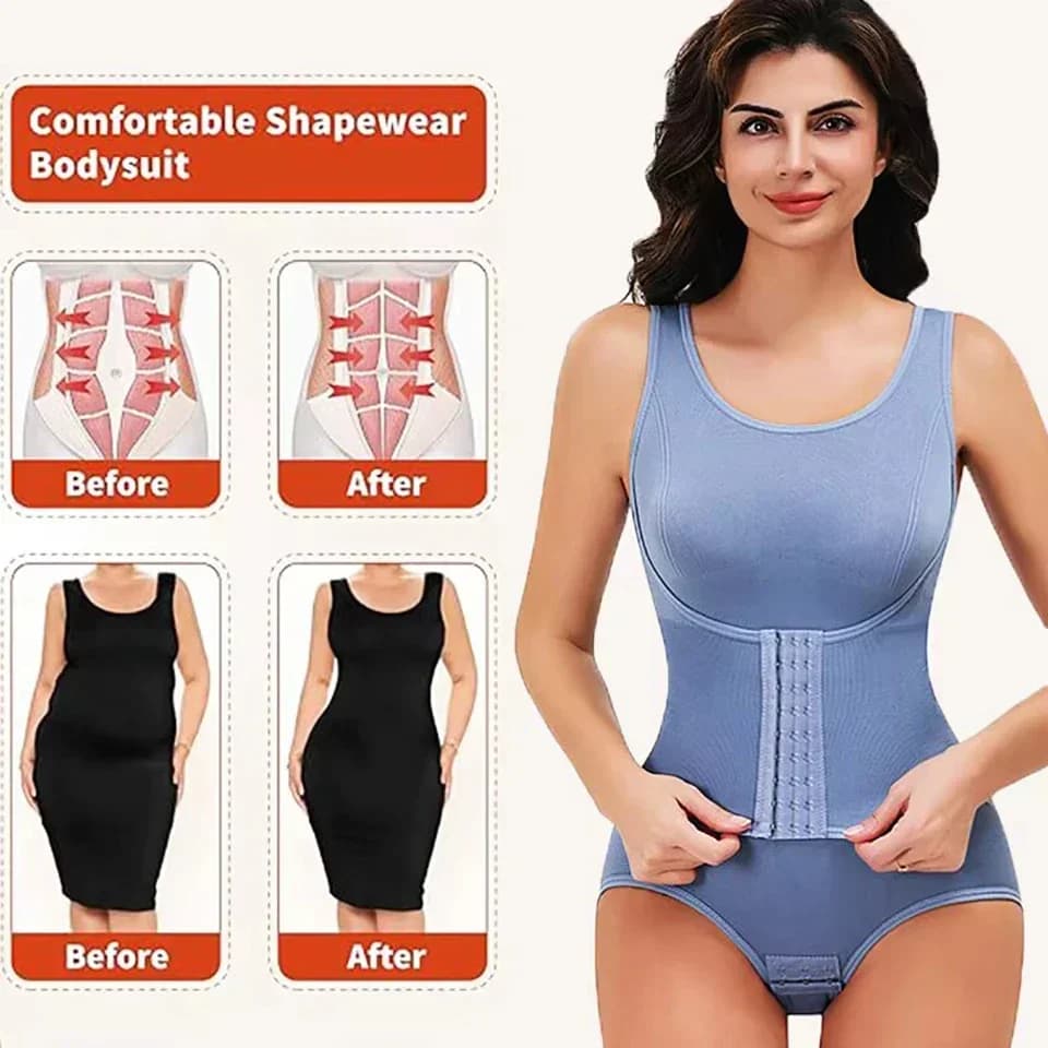Zipper Belt Bodysuit Shapewear with Tummy Control