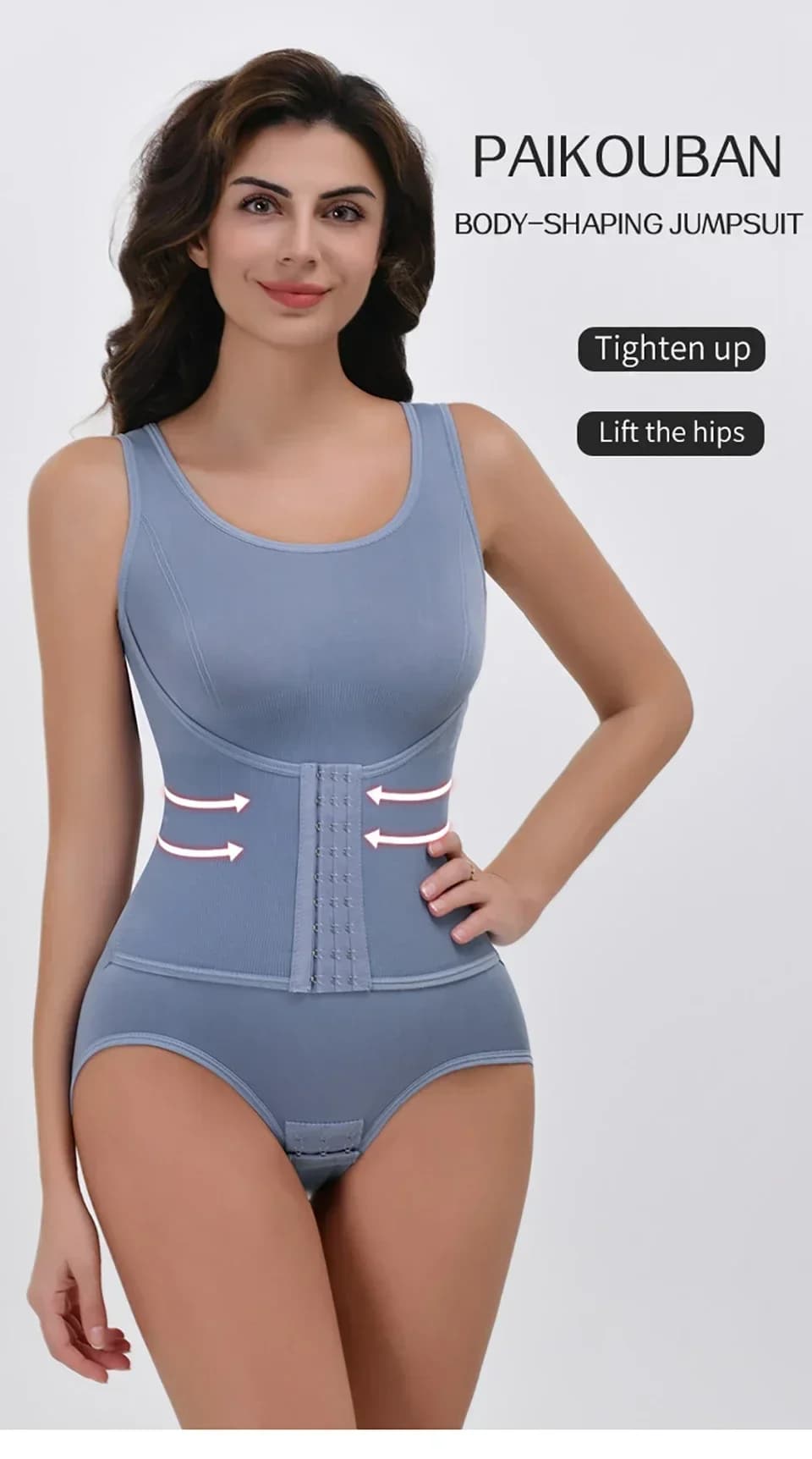 Zipper Belt Bodysuit Shapewear with Tummy Control