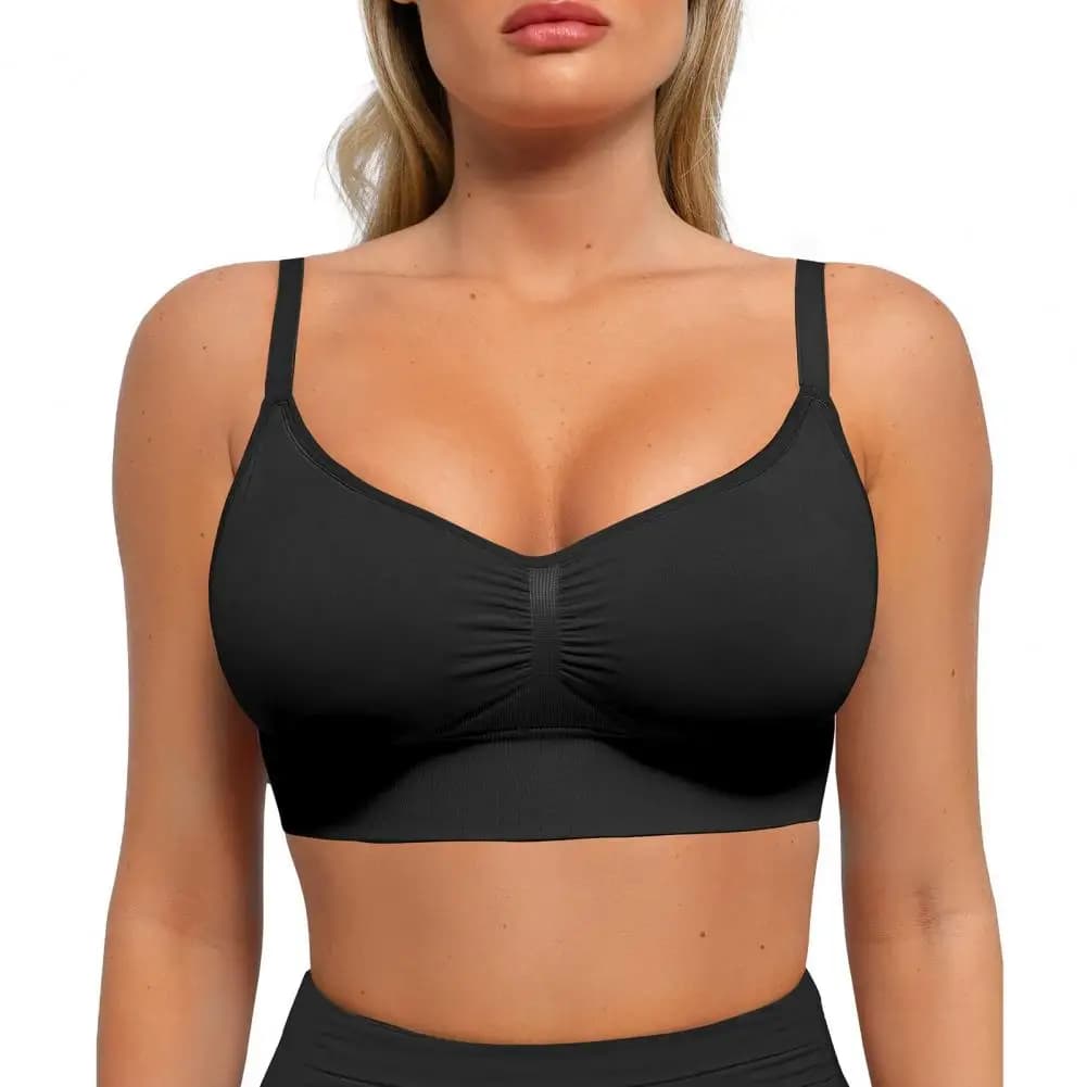 Wireless Full Coverage Seamless Sports Bra with Removable Pads