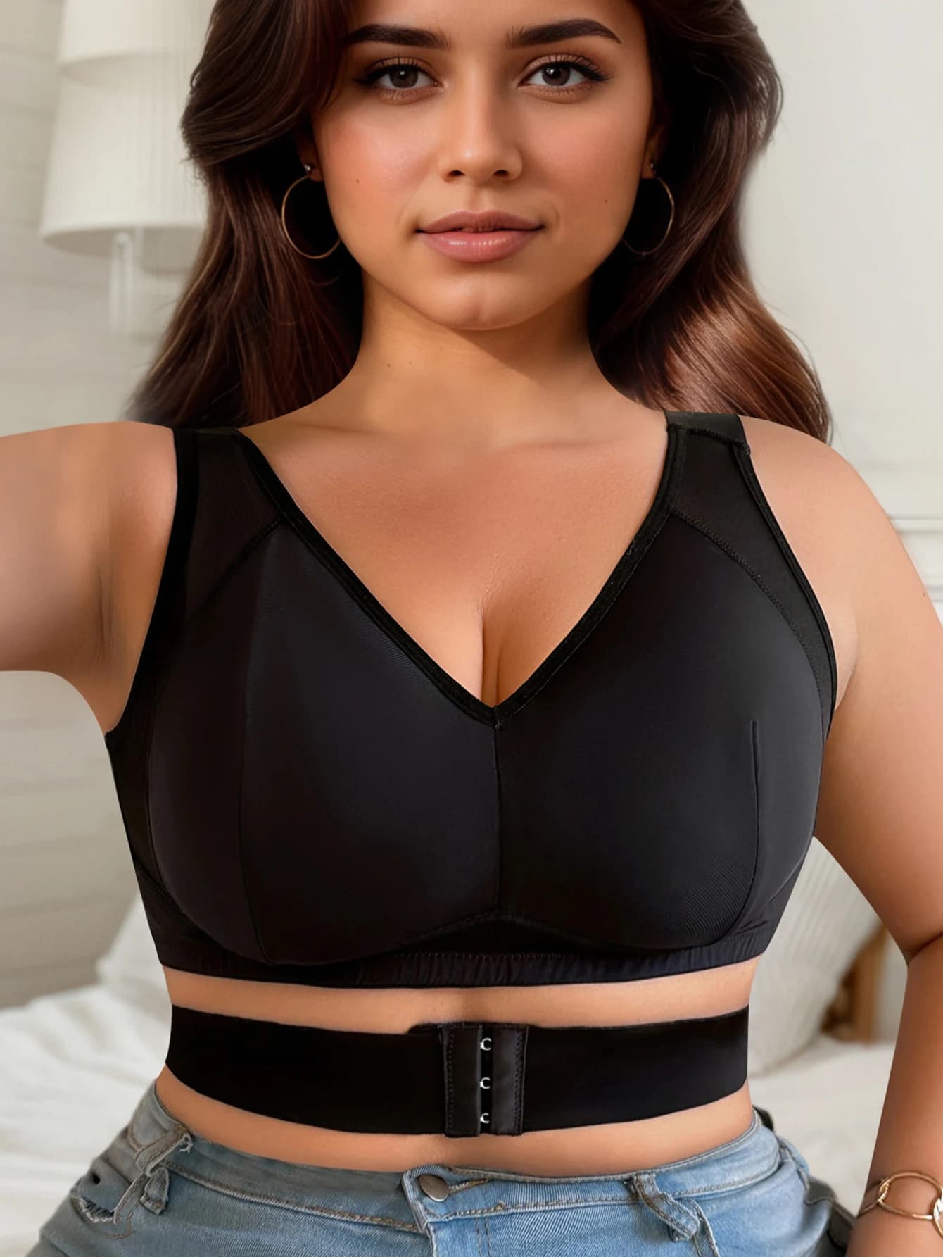 Front Button Wireless Plus Size Sports Bra