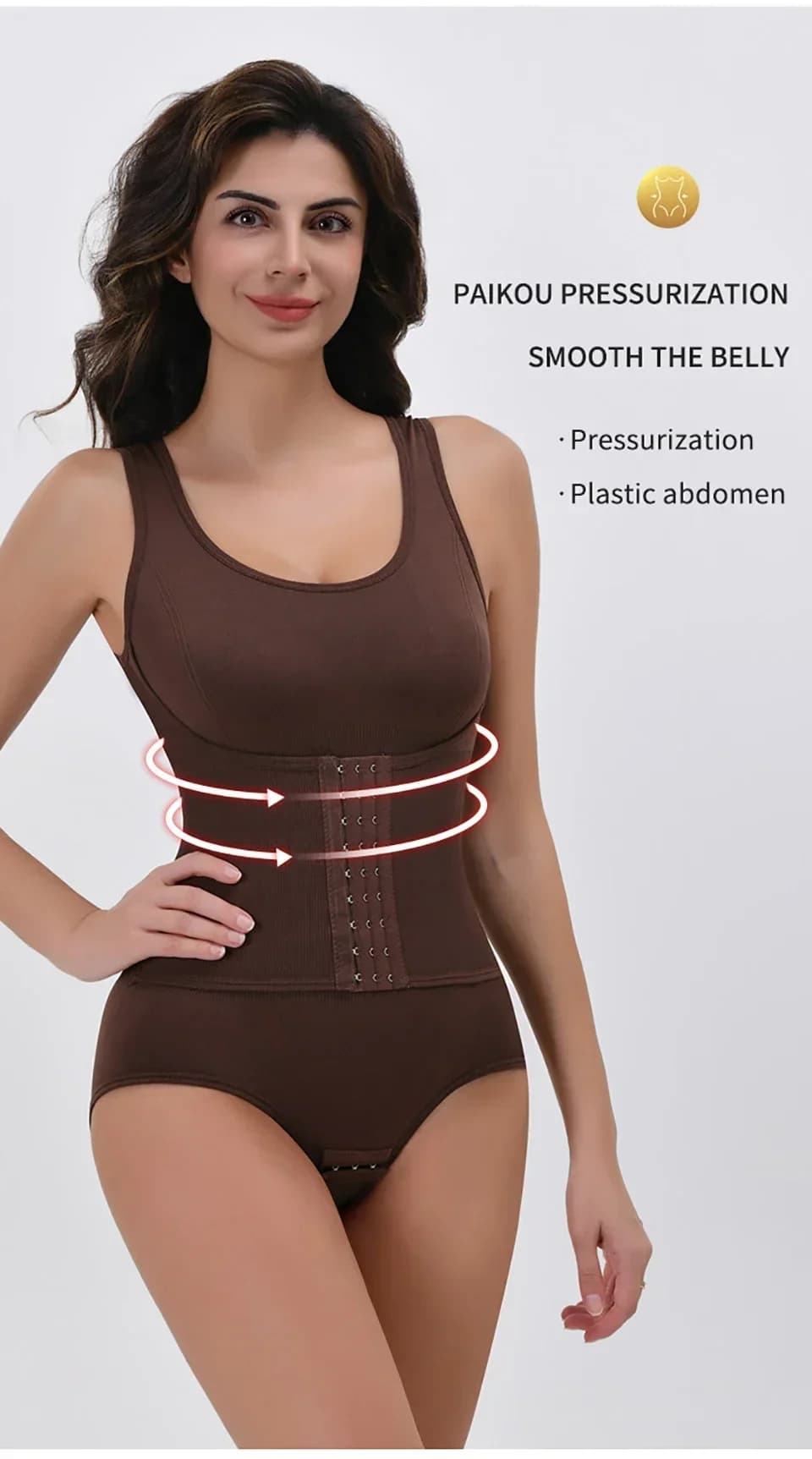 Zipper Belt Bodysuit Shapewear with Tummy Control