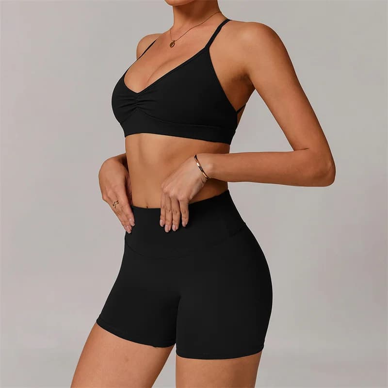 Women's Sports Bra and Yoga Shorts Set