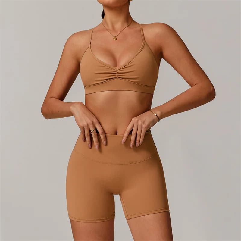 Women's Sports Bra and Yoga Shorts Set