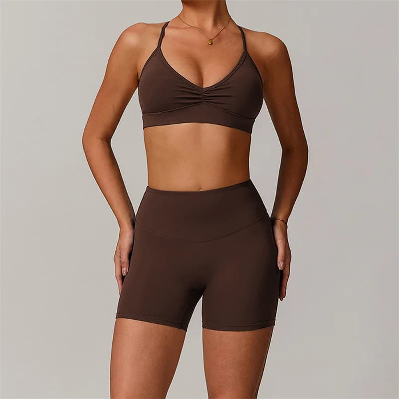 Women's Sports Bra and Yoga Shorts Set