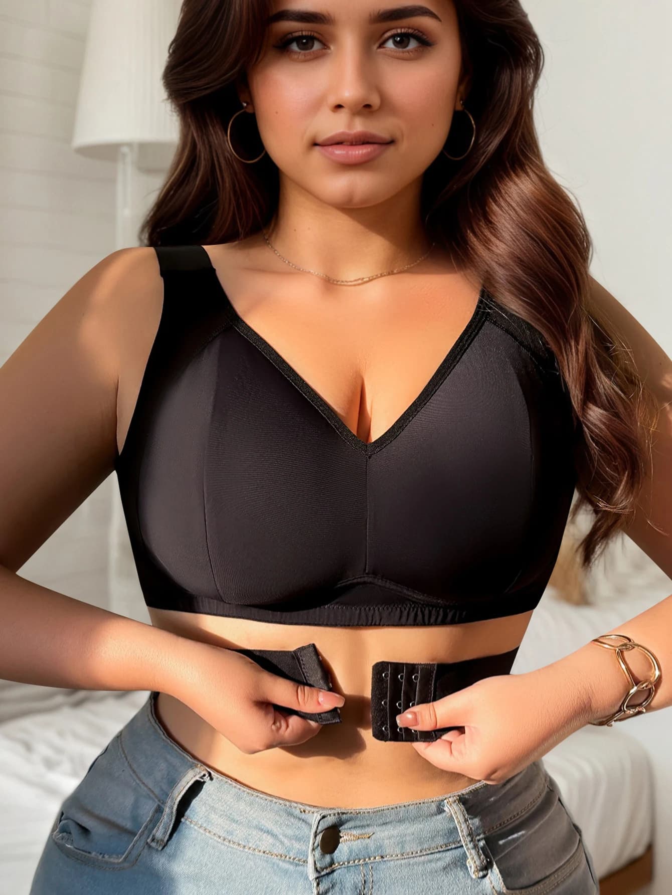 Front Button Wireless Plus Size Sports Bra