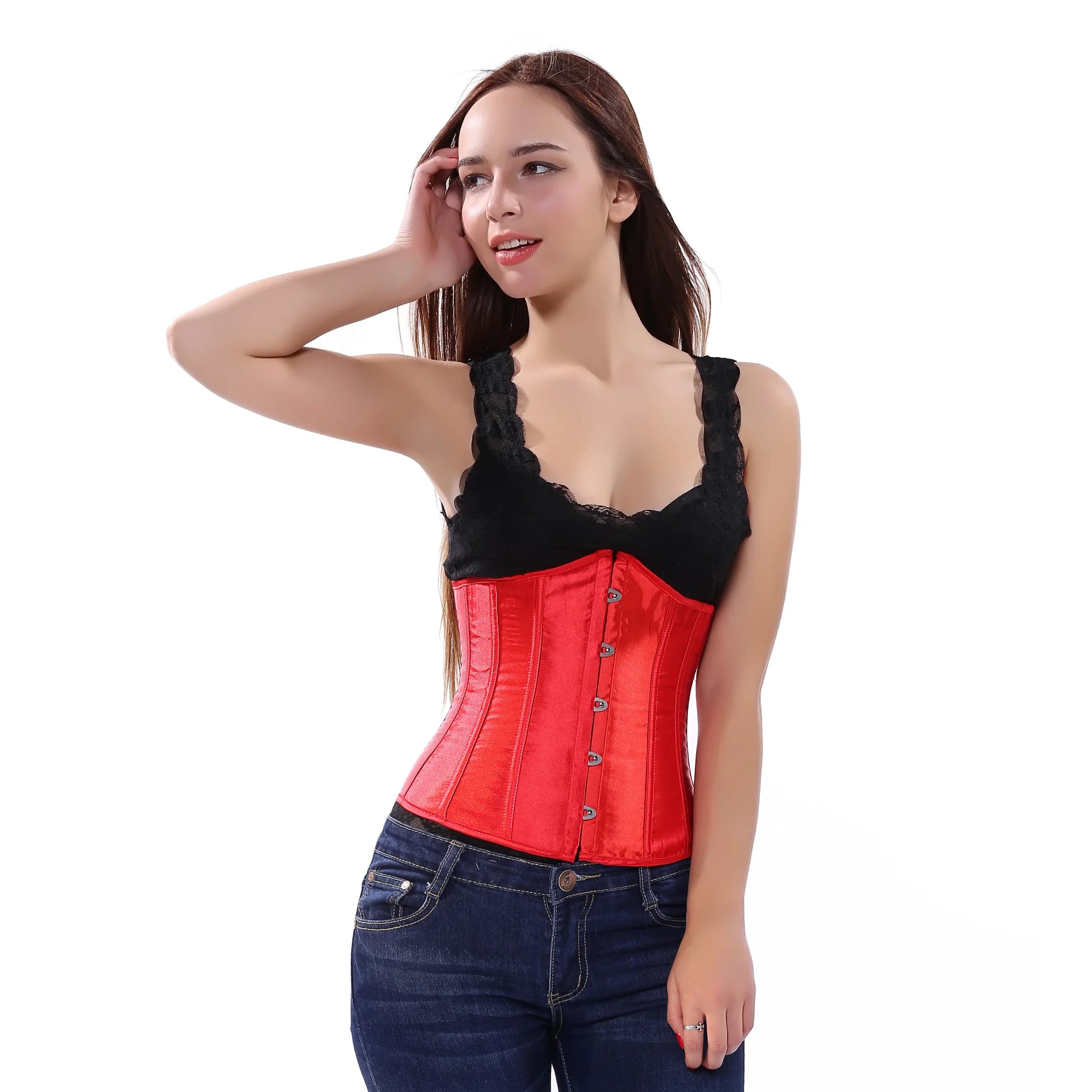 Satin Underbust Corset Waist Trainer with Lace Up Detail