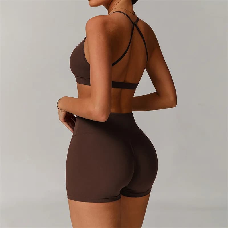 Women's Sports Bra and Yoga Shorts Set