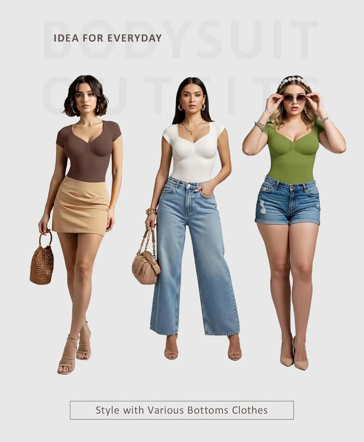 Short Sleeve V Neck Postpartum/Tummy Control - Hip Lifting Shapewear Bodysuit