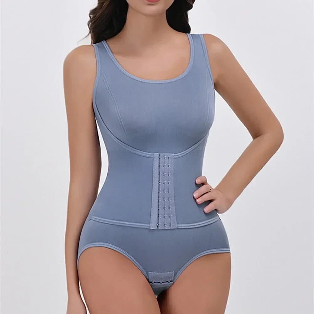 Zipper Belt Bodysuit Shapewear with Tummy Control
