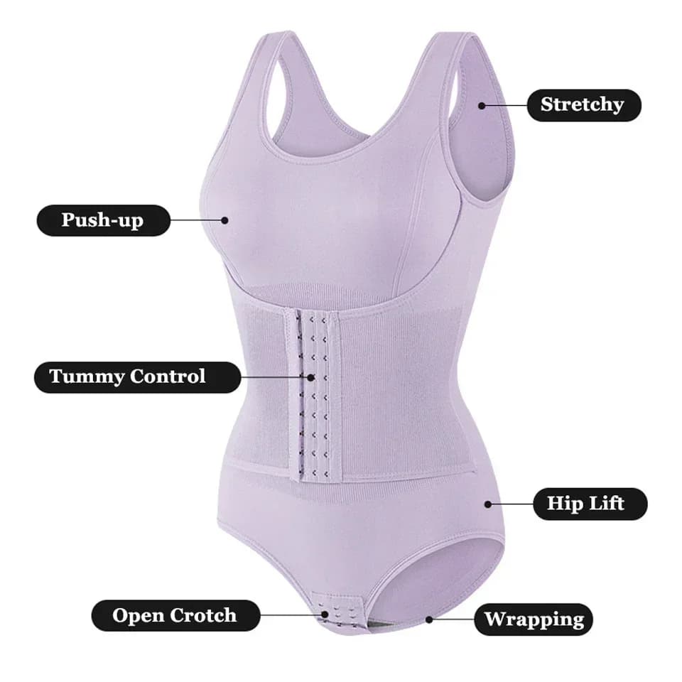 Zipper Belt Bodysuit Shapewear with Tummy Control