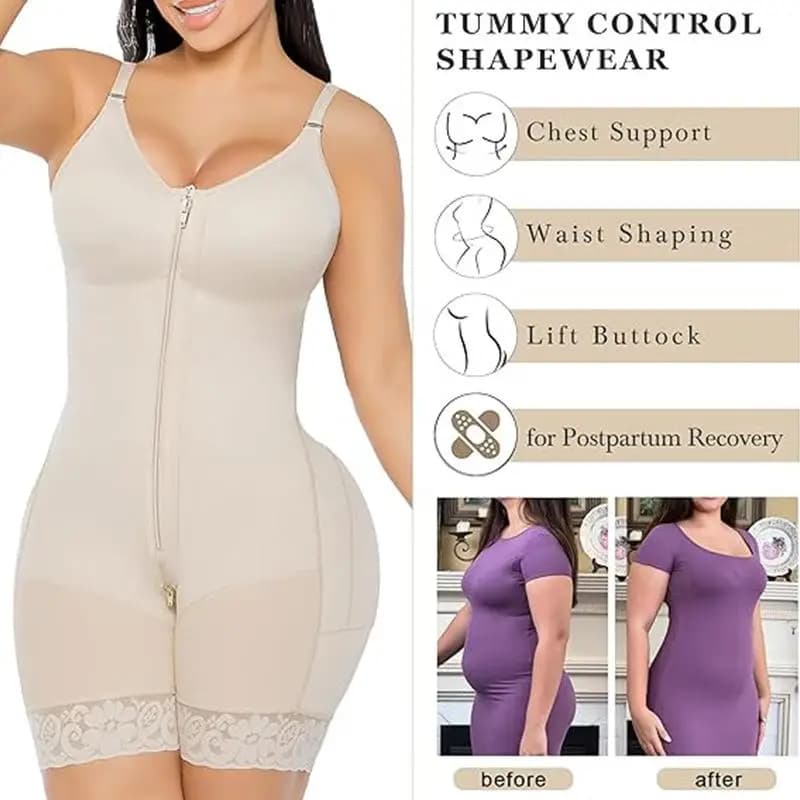 Ultra Sculpting Full Body Shaper with Front Zipper Closure