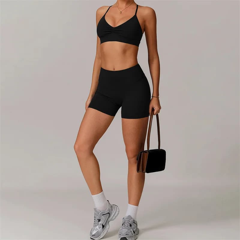 Women's Sports Bra and Yoga Shorts Set