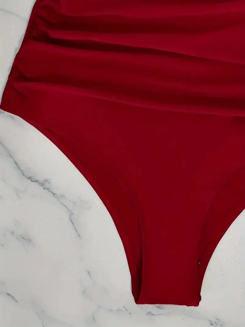 Contrast Mesh Cutout One Piece Swimsuit