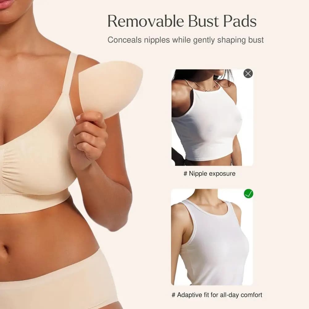 Wireless Full Coverage Seamless Sports Bra with Removable Pads