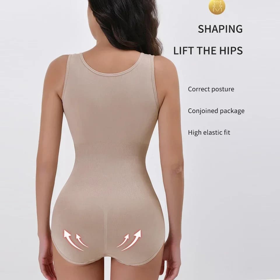 Zipper Belt Bodysuit Shapewear with Tummy Control