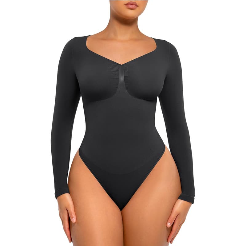 Full Sleeve V Neck Postpartum/Tummy Control - Hip Lifting Shapewear Bodysuit