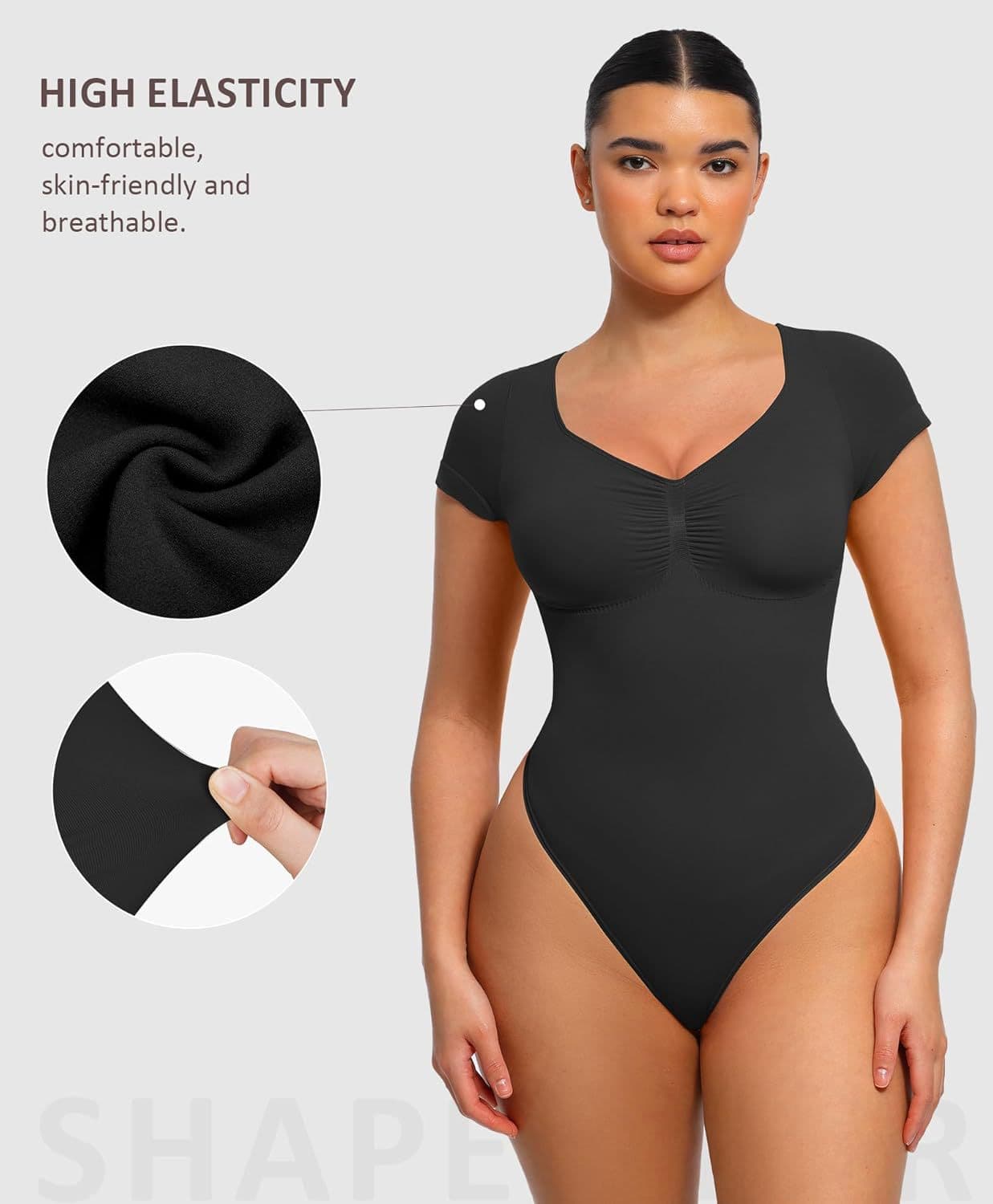 Full Sleeve V Neck Postpartum/Tummy Control - Hip Lifting Shapewear Bodysuit