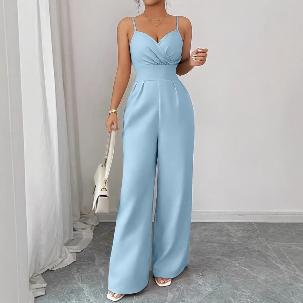 Sleeveless High Waisted Wide Leg Jumpsuit