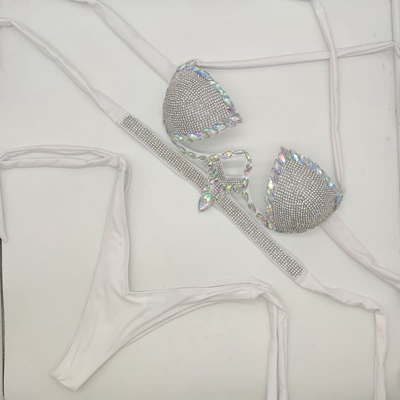 Sparkling Halter Bikini with Crystal Embellishments