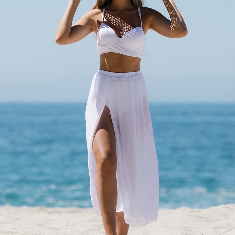 Women's Chic 3 Piece Bikini Set with Maxi Skirt Cover Up