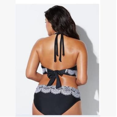 Printed High Waisted Bikini Set with Halter Top