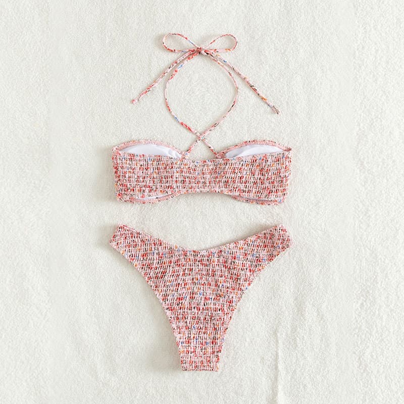 Floral Print Halter Neck Bikini Set