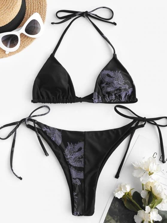 Sexy Printed String Bikini Swimsuit