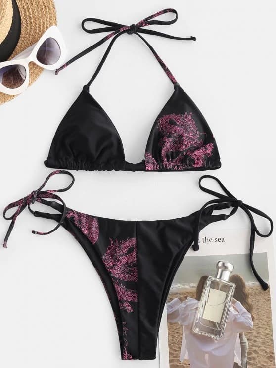 Sexy Printed String Bikini Swimsuit