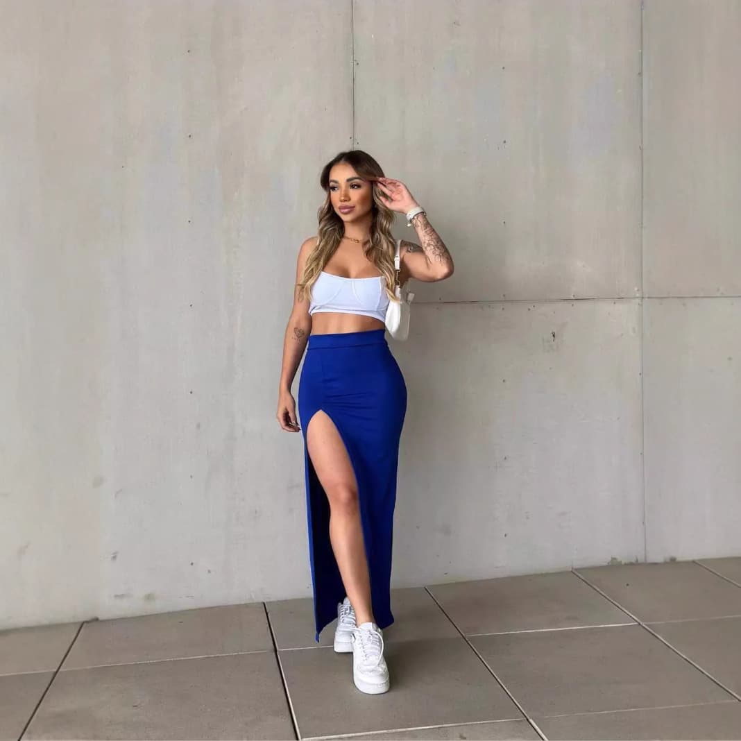 Chic High Waisted Bodycon Slit Maxi Skirt