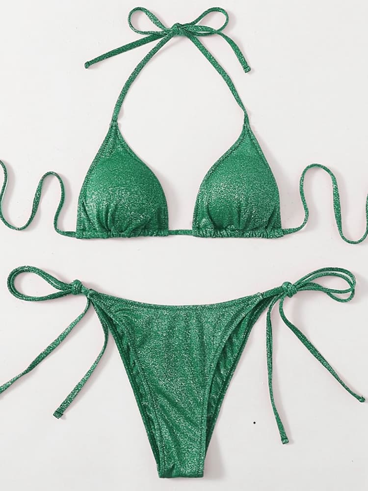 Sparkle Halter Push Up Bikini Set with Gradient Color