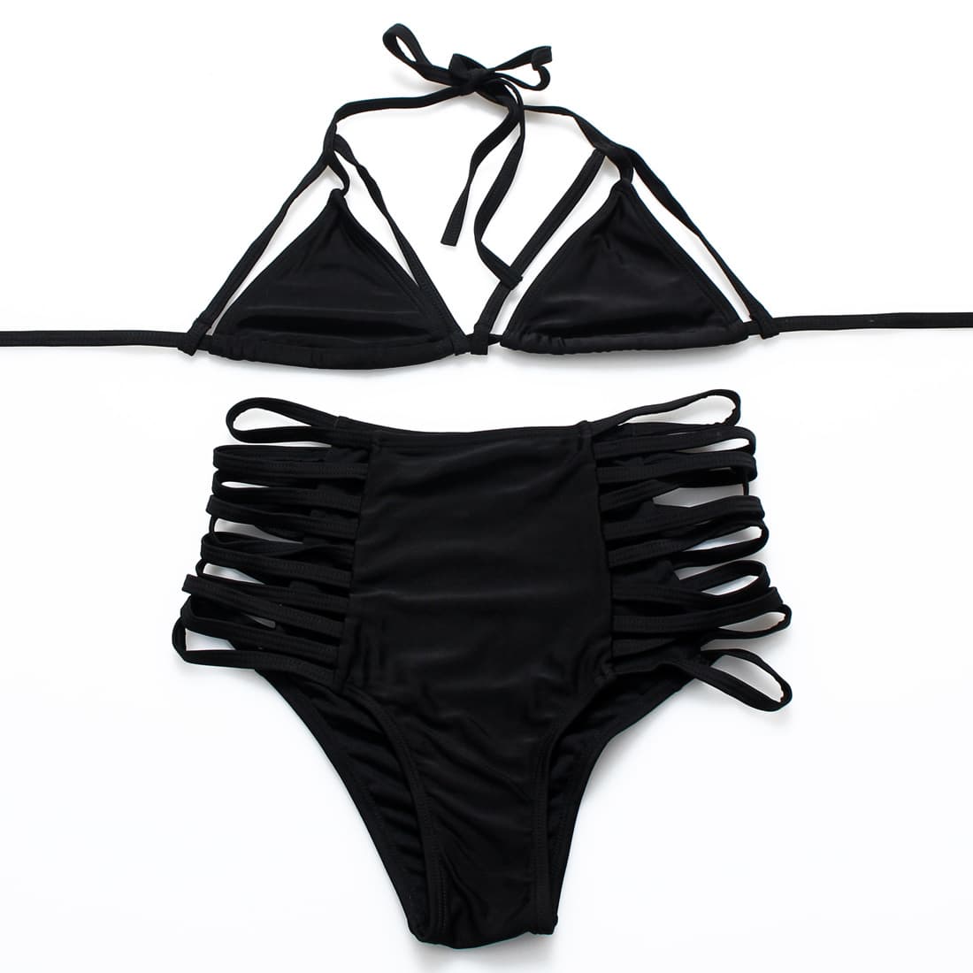 Sexy Strappy Black Bikini Swimsuit