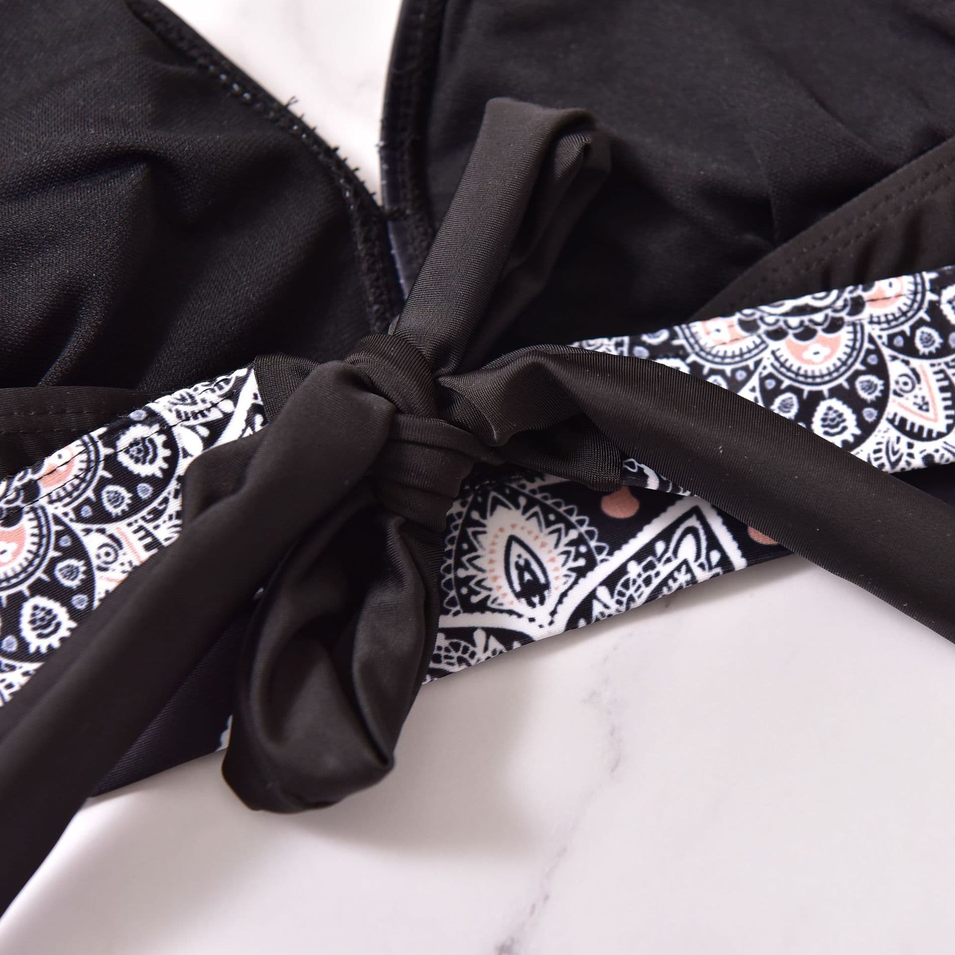 Printed High Waisted Bikini Set with Halter Top