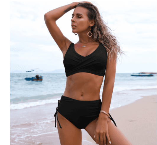 High Waisted Twist Bikini Swimsuit Two Piece Set