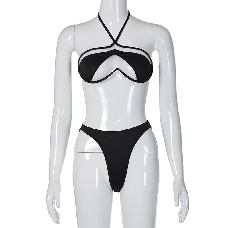 Sexy Halter Mesh Bikini Set Swimsuit