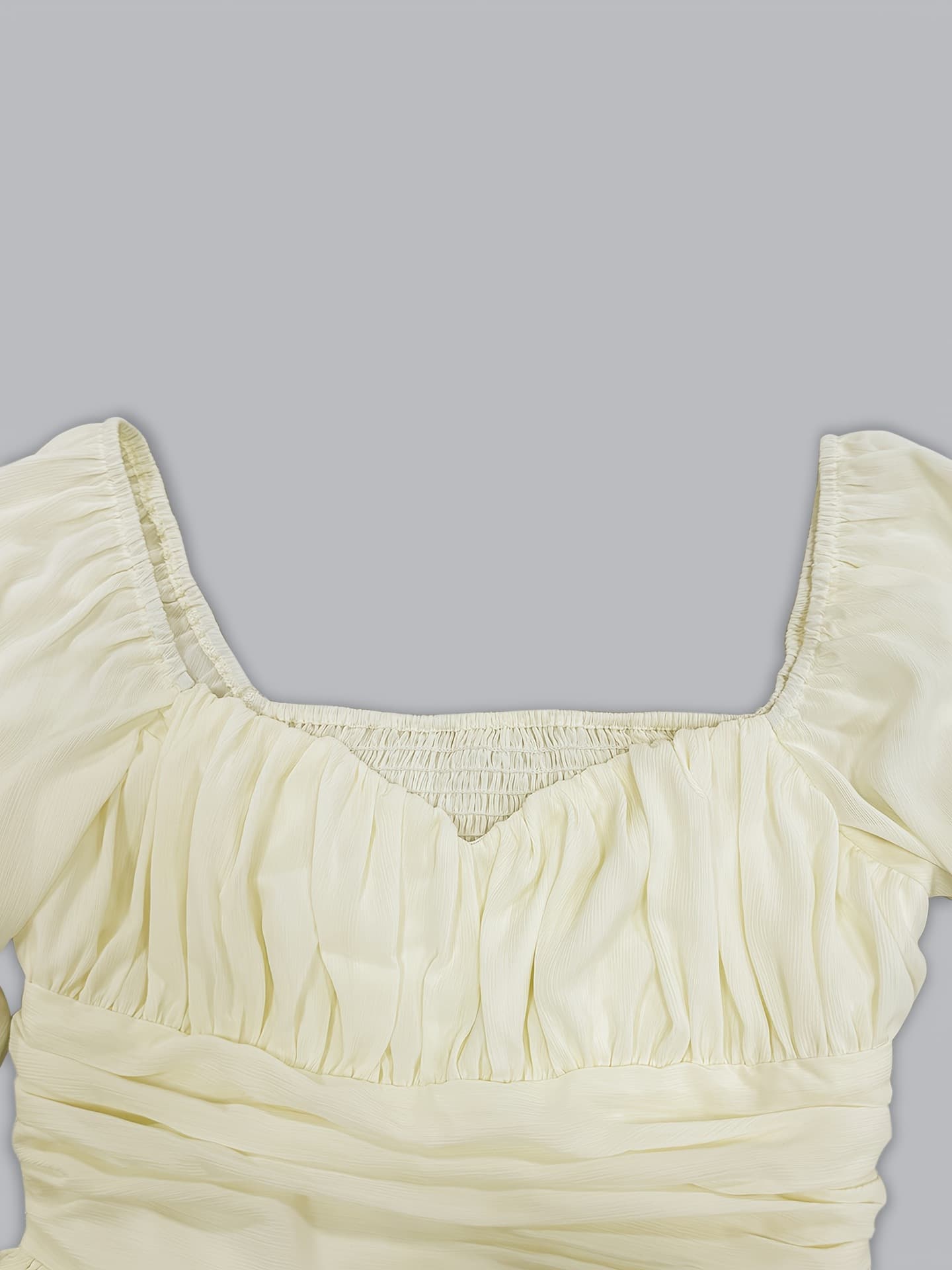 Elegant Puff Sleeve Ruched Waist Maxi Dress