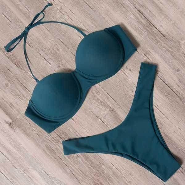 Leopard Print Bandeau Bikini Set