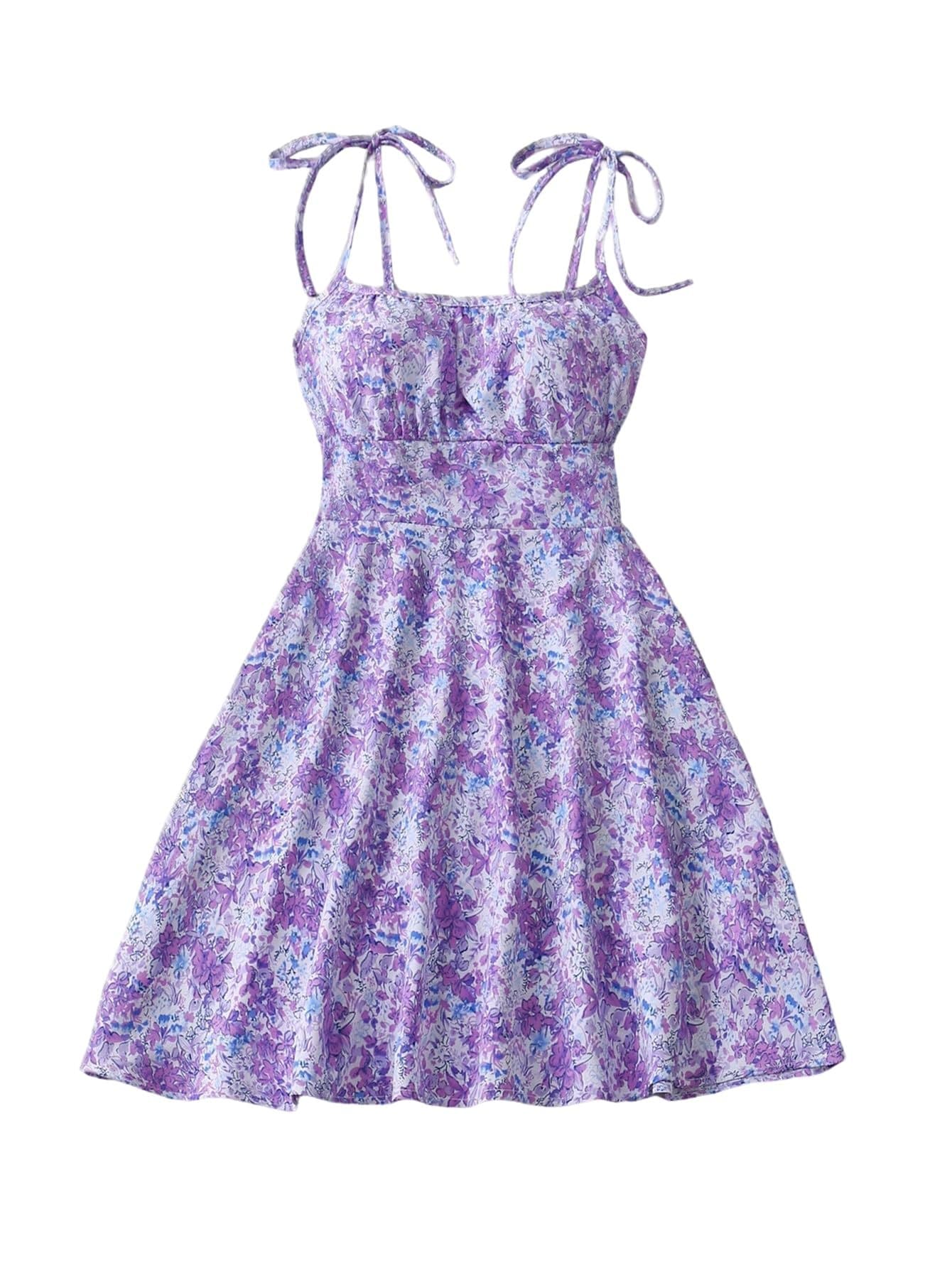 Floral A Line Mini Dress with Sweetheart Neckline