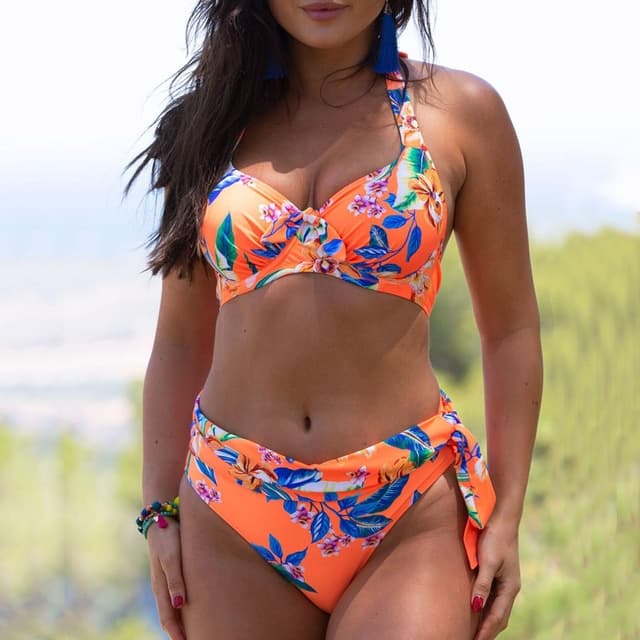 Floral High Waisted Bikini Set Plus Size Swimsuit