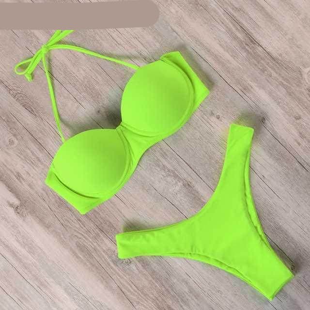 Leopard Print Bandeau Bikini Set