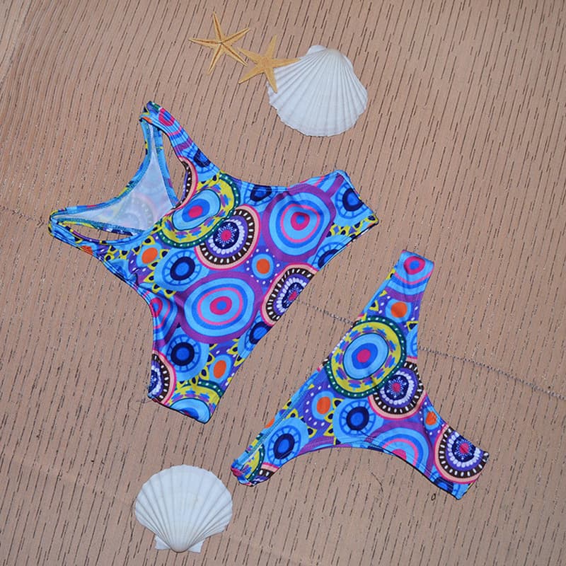 Vibrant Circle Print Bikini Swimsuit Set