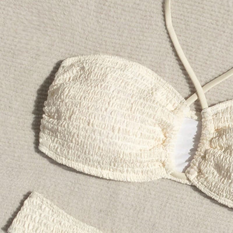 Halter Neck Shirred Bikini Set