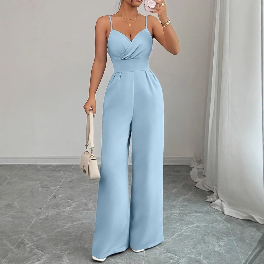 Sleeveless High Waisted Wide Leg Jumpsuit