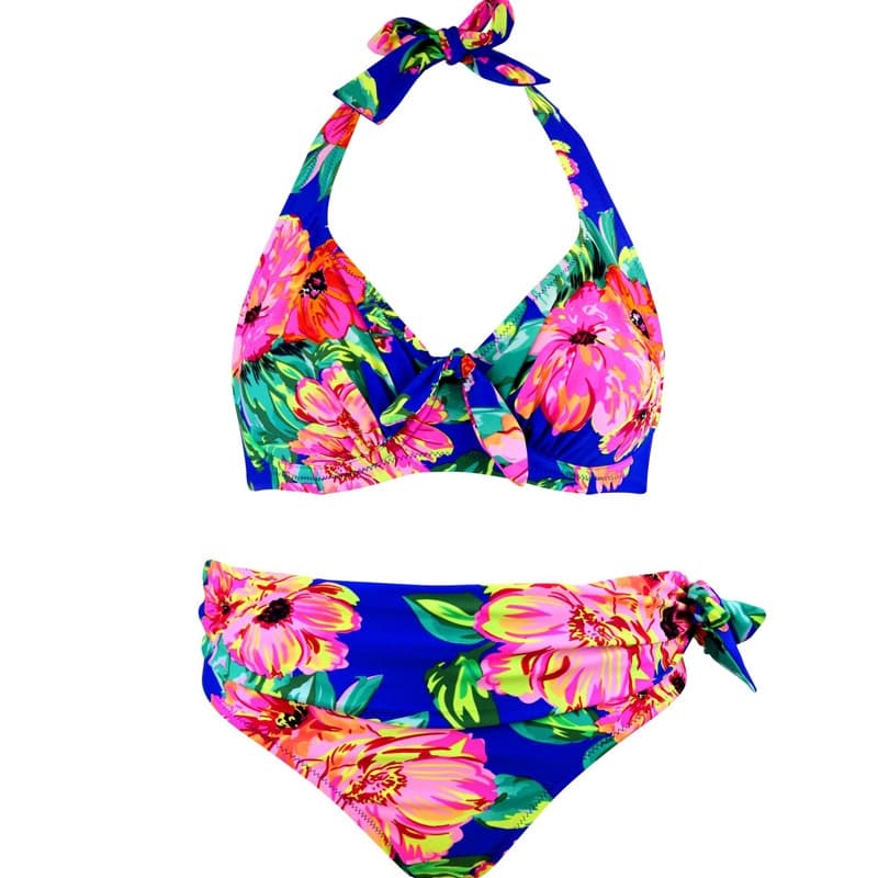 Floral High Waisted Bikini Set Plus Size Swimsuit