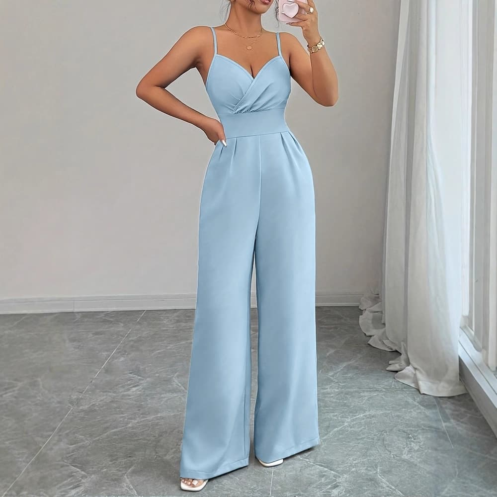Sleeveless High Waisted Wide Leg Jumpsuit
