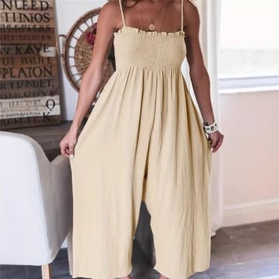 Chic Ruched Sling Jumpsuit for Effortless Style