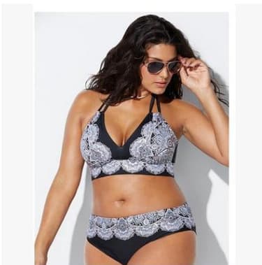 Printed High Waisted Bikini Set with Halter Top